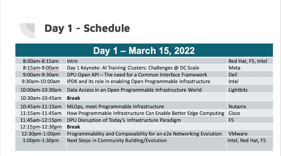 Day 1 Schedule